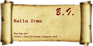 Balla Irma névjegykártya